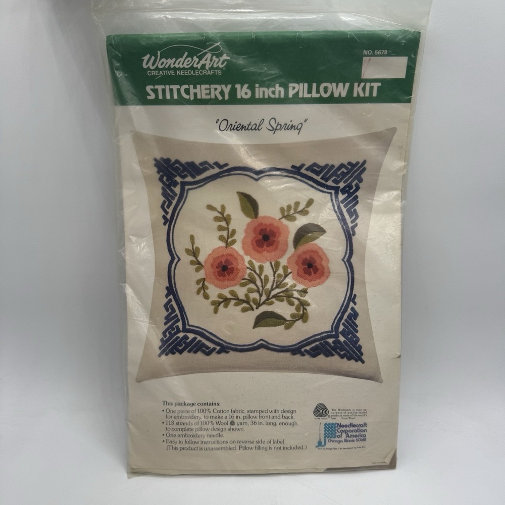 WonderArt Creative Needlecrafts Stitchery 14" pillow kit  #5678 Oriental Spring